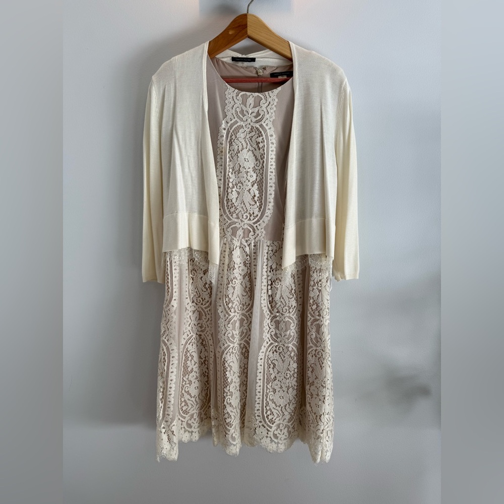 Tommy Hilfiger Cream Lace Dress with light matching sweater